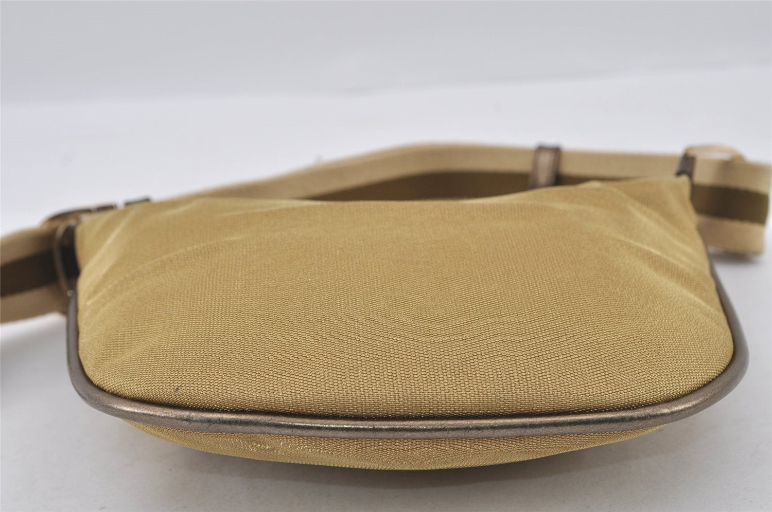 Authentic GUCCI Sherry Line Shoulder Bag Nylon Leather 0014186 Gold 0849I