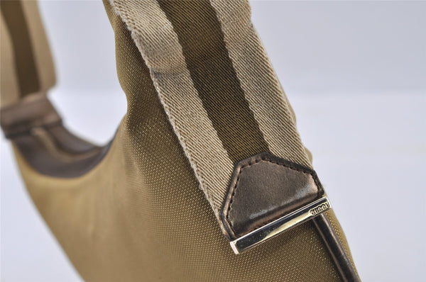 Authentic GUCCI Sherry Line Shoulder Bag Nylon Leather 0014186 Gold 0849I