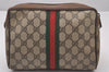 Authentic GUCCI Web Sherry Line Clutch Hand Bag Purse GG PVC Leather Brown 0850I