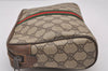 Authentic GUCCI Web Sherry Line Clutch Hand Bag Purse GG PVC Leather Brown 0850I