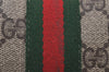 Authentic GUCCI Web Sherry Line Clutch Hand Bag Purse GG PVC Leather Brown 0850I