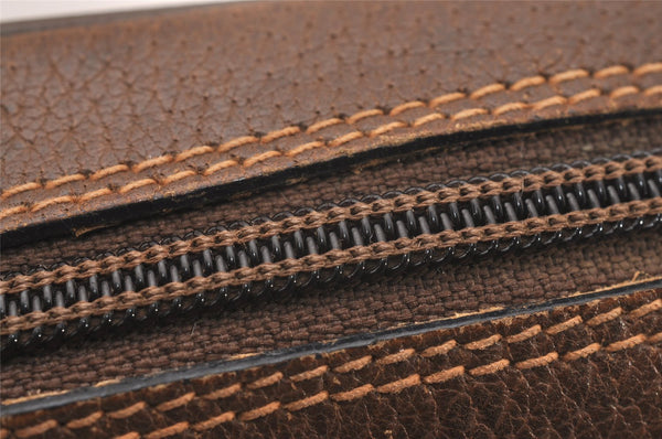 Authentic GUCCI Web Sherry Line Clutch Hand Bag Purse GG PVC Leather Brown 0850I
