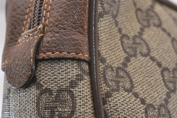 Authentic GUCCI Web Sherry Line Clutch Hand Bag Purse GG PVC Leather Brown 0850I