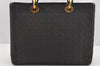 Authentic Christian Dior Lady Dior Cannage Canvas Hand Bag Black CD Junk 0853I