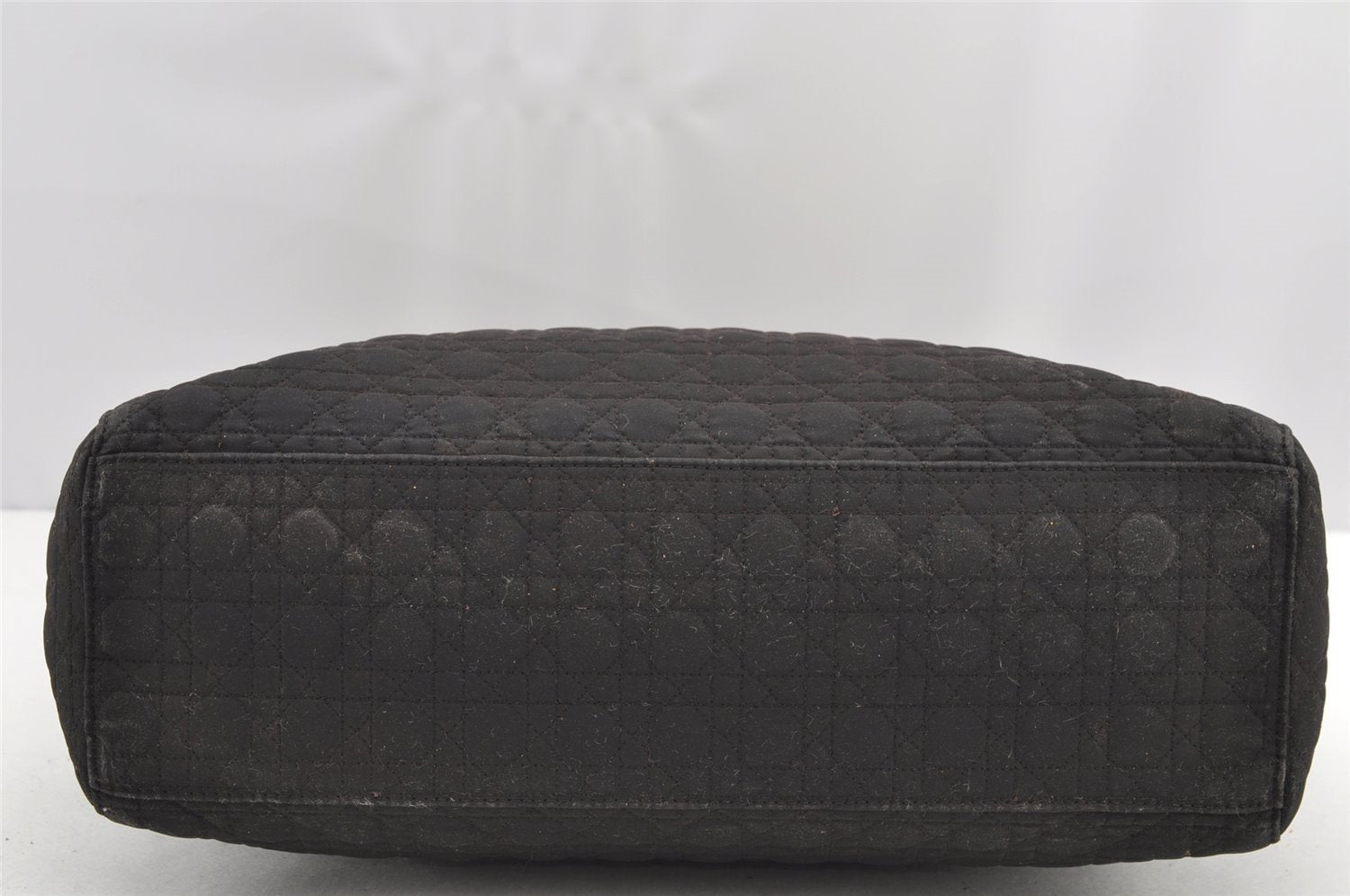 Authentic Christian Dior Lady Dior Cannage Canvas Hand Bag Black CD Junk 0853I