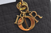 Authentic Christian Dior Lady Dior Cannage Canvas Hand Bag Black CD Junk 0853I
