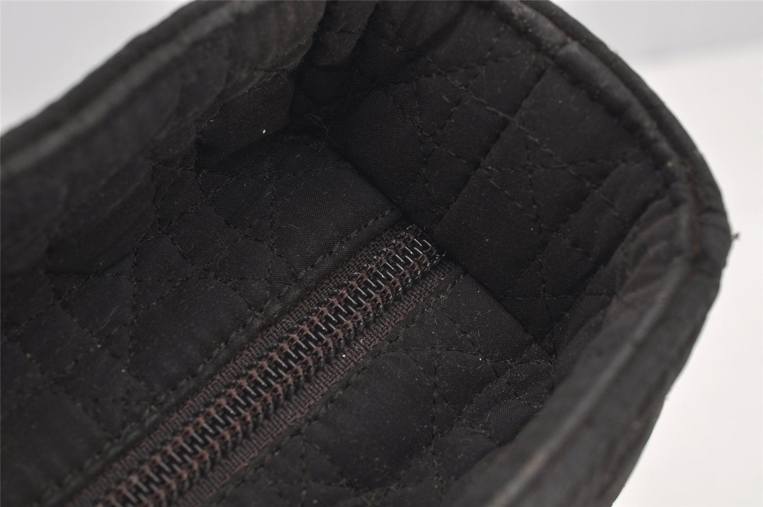 Authentic Christian Dior Lady Dior Cannage Canvas Hand Bag Black CD Junk 0853I