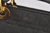 Authentic Christian Dior Lady Dior Cannage Canvas Hand Bag Black CD Junk 0853I