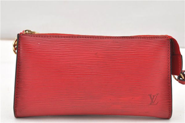 Authentic Louis Vuitton Epi Pochette Accessoires Pouch M5298M Red LV 0854G