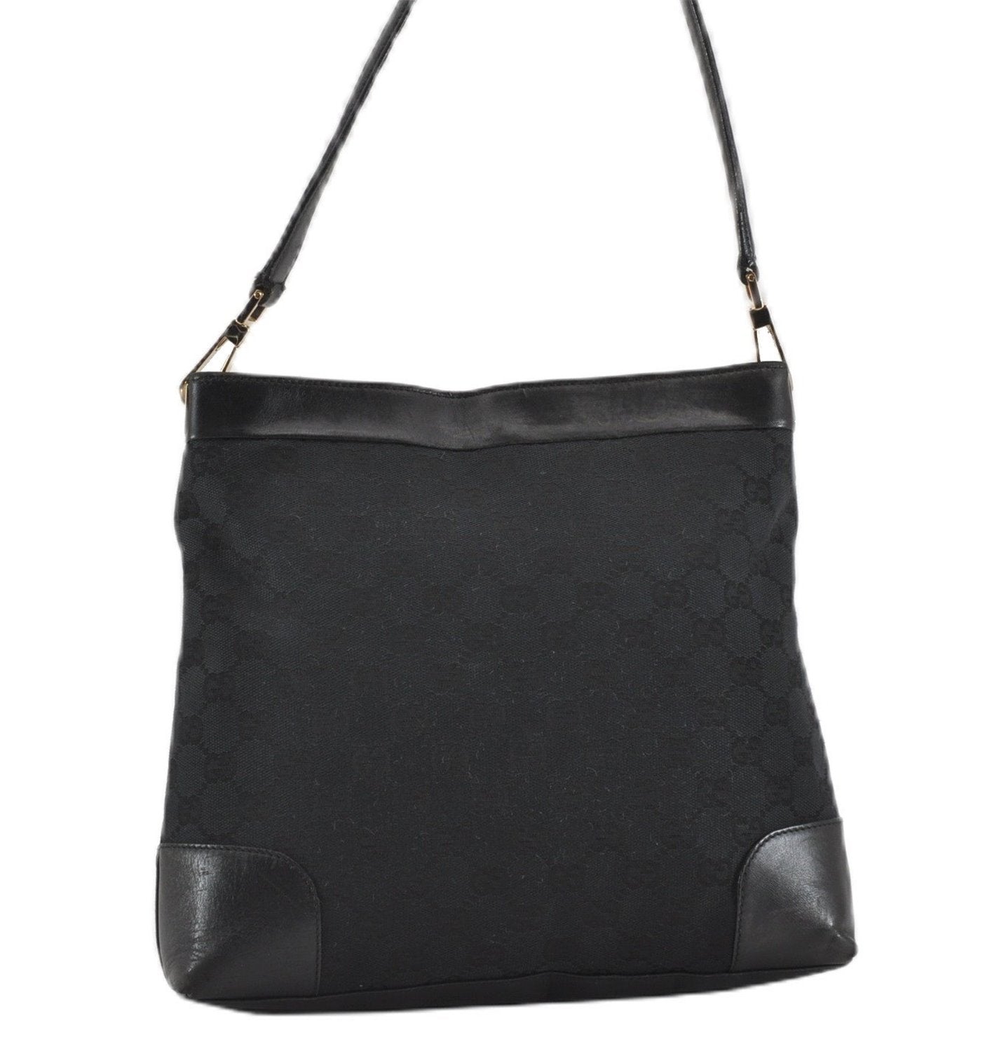 Authentic GUCCI Shoulder Bag GG Canvas Leather 0014231 Black 0855G