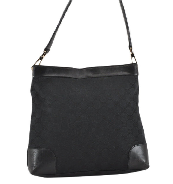 Authentic GUCCI Shoulder Bag GG Canvas Leather 0014231 Black 0855G