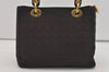 Authentic Christian Dior Lady Dior Canvas Cannage Hand Bag Brown CD Junk 0855I