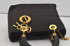 Authentic Christian Dior Lady Dior Canvas Cannage Hand Bag Brown CD Junk 0855I