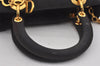 Authentic Christian Dior Lady Dior Canvas Cannage Hand Bag Brown CD Junk 0855I