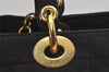 Authentic Christian Dior Lady Dior Canvas Cannage Hand Bag Brown CD Junk 0855I