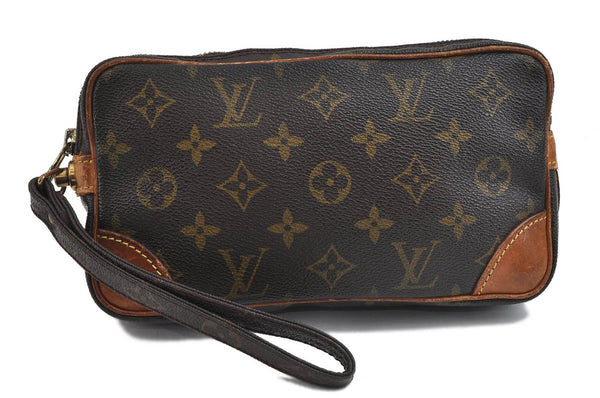 Auth Louis Vuitton Monogram Marly Dragonne PM Clutch Hand Bag M51827 LV 0857D