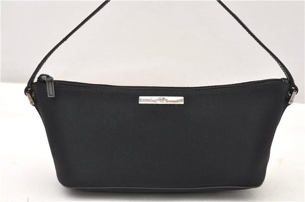 Authentic GUCCI Hand Bag Pouch Purse Canvas Leather 0391103 Black 0857G