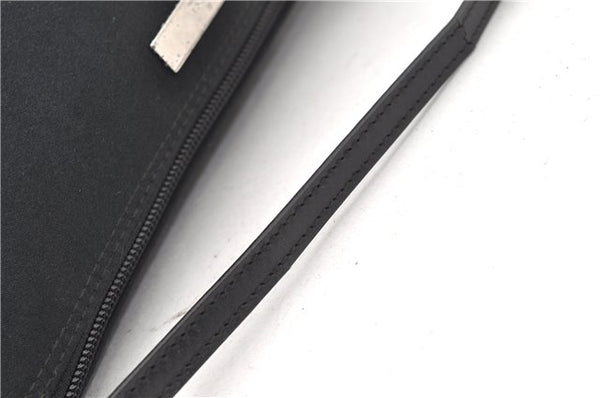 Authentic GUCCI Hand Bag Pouch Purse Canvas Leather 0391103 Black 0857G