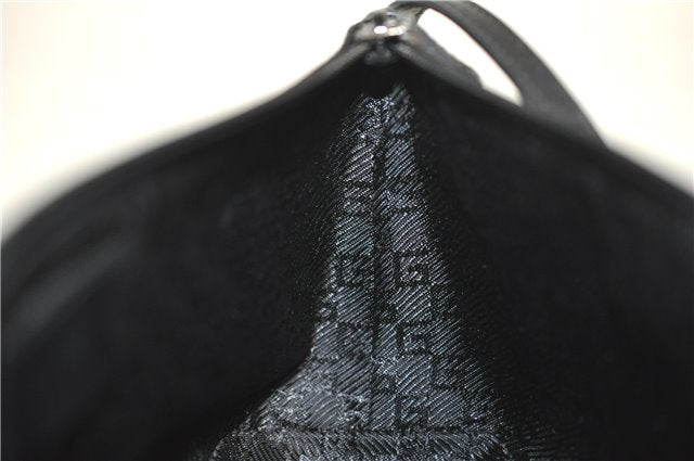 Authentic GUCCI Hand Bag Pouch Purse Canvas Leather 0391103 Black 0857G