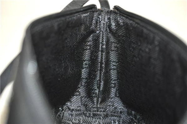 Authentic GUCCI Hand Bag Pouch Purse Canvas Leather 0391103 Black 0857G