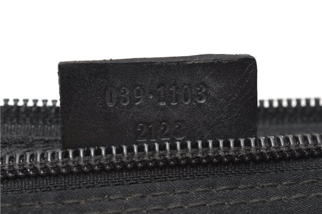 Authentic GUCCI Hand Bag Pouch Purse Canvas Leather 0391103 Black 0857G