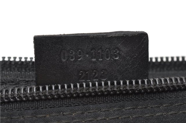 Authentic GUCCI Hand Bag Pouch Purse Canvas Leather 0391103 Black 0857G
