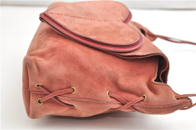 Authentic GUCCI Heart Shoulder Cross Body Bag Suede Leather 95107 Pink 0860G