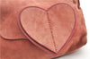 Authentic GUCCI Heart Shoulder Cross Body Bag Suede Leather 95107 Pink 0860G