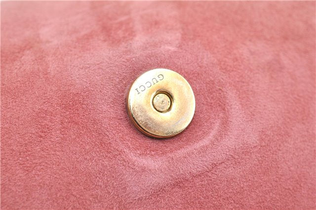 Authentic GUCCI Heart Shoulder Cross Body Bag Suede Leather 95107 Pink 0860G