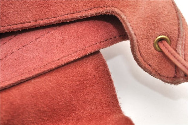 Authentic GUCCI Heart Shoulder Cross Body Bag Suede Leather 95107 Pink 0860G