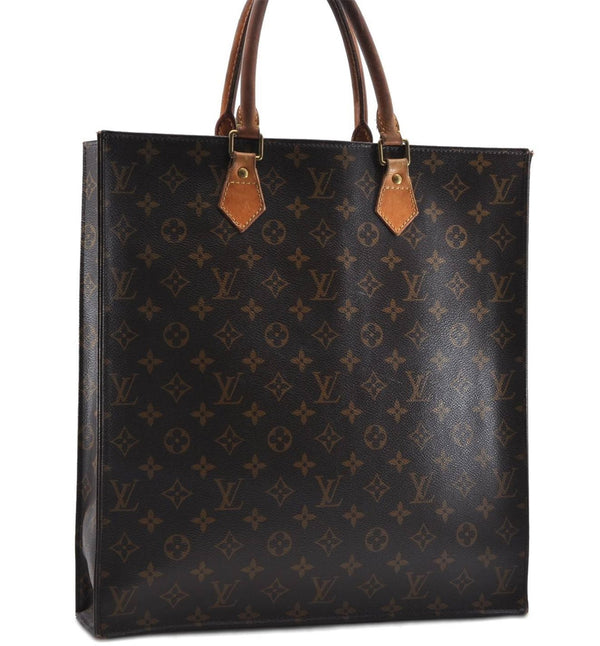 Authentic Louis Vuitton Monogram Sac Plat Hand Bag M51140 LV 0861D