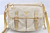 Authentic PRADA Nylon Tessuto Saffiano Leather Shoulder Cross Bag Ivory 0862G