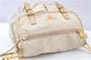 Authentic PRADA Nylon Tessuto Saffiano Leather Shoulder Cross Bag Ivory 0862G