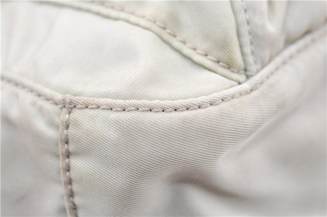 Authentic PRADA Nylon Tessuto Saffiano Leather Shoulder Cross Bag Ivory 0862G