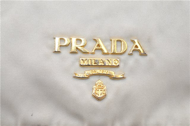 Authentic PRADA Nylon Tessuto Saffiano Leather Shoulder Cross Bag Ivory 0862G