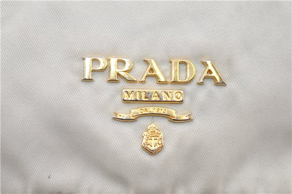 Authentic PRADA Nylon Tessuto Saffiano Leather Shoulder Cross Bag Ivory 0862G