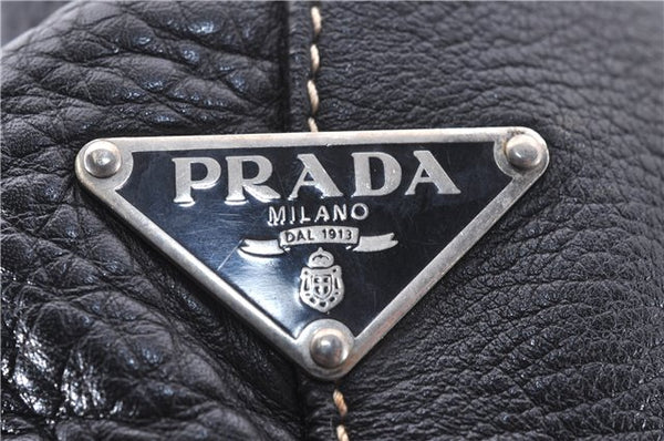 Authentic PRADA Vintage Leather Nappa Shoulder Tote Bag Purse Black 0863F