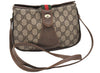 Authentic GUCCI Web Sherry Line Shoulder Cross Bag GG PVC Leather Brown 0866G