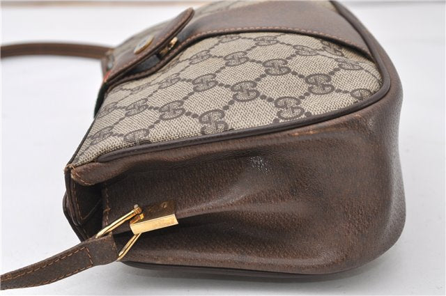 Authentic GUCCI Web Sherry Line Shoulder Cross Bag GG PVC Leather Brown 0866G