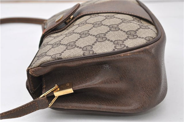 Authentic GUCCI Web Sherry Line Shoulder Cross Bag GG PVC Leather Brown 0866G