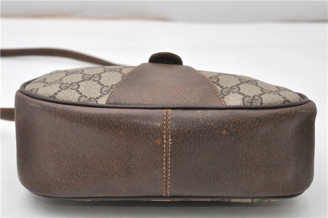 Authentic GUCCI Web Sherry Line Shoulder Cross Bag GG PVC Leather Brown 0866G