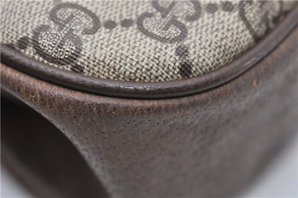 Authentic GUCCI Web Sherry Line Shoulder Cross Bag GG PVC Leather Brown 0866G