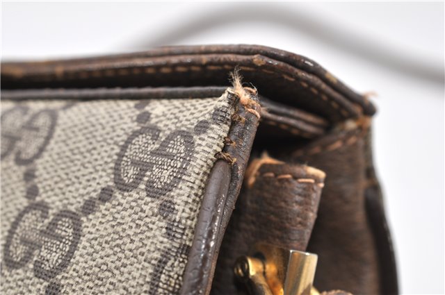 Authentic GUCCI Web Sherry Line Shoulder Cross Bag GG PVC Leather Brown 0866G