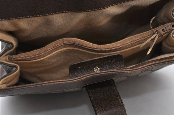 Authentic GUCCI Web Sherry Line Shoulder Cross Bag GG PVC Leather Brown 0866G