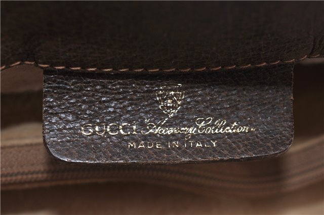 Authentic GUCCI Web Sherry Line Shoulder Cross Bag GG PVC Leather Brown 0866G