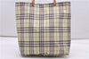 Authentic BURBERRY Check Shoulder Tote Bag Nylon Leather Light Yellow 0870G