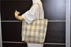 Authentic BURBERRY Check Shoulder Tote Bag Nylon Leather Light Yellow 0870G