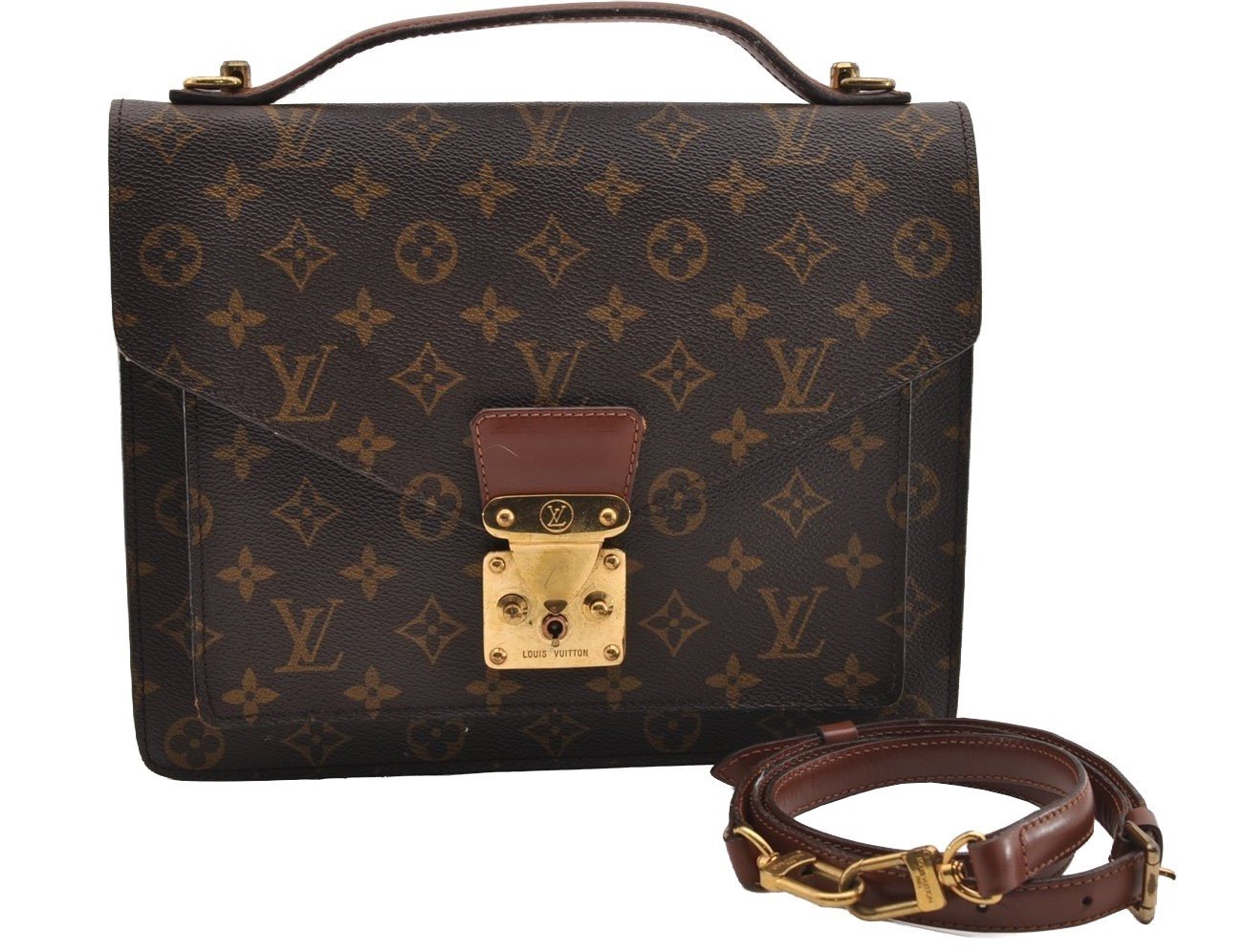 Authentic Louis Vuitton Monogram Monceau 2Way Shoulder Hand Bag M51185 LV 0870I