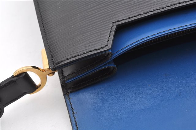 Authentic Louis Vuitton Epi Oche Shoulder Cross Bag Black Blue M52445 LV 0871G