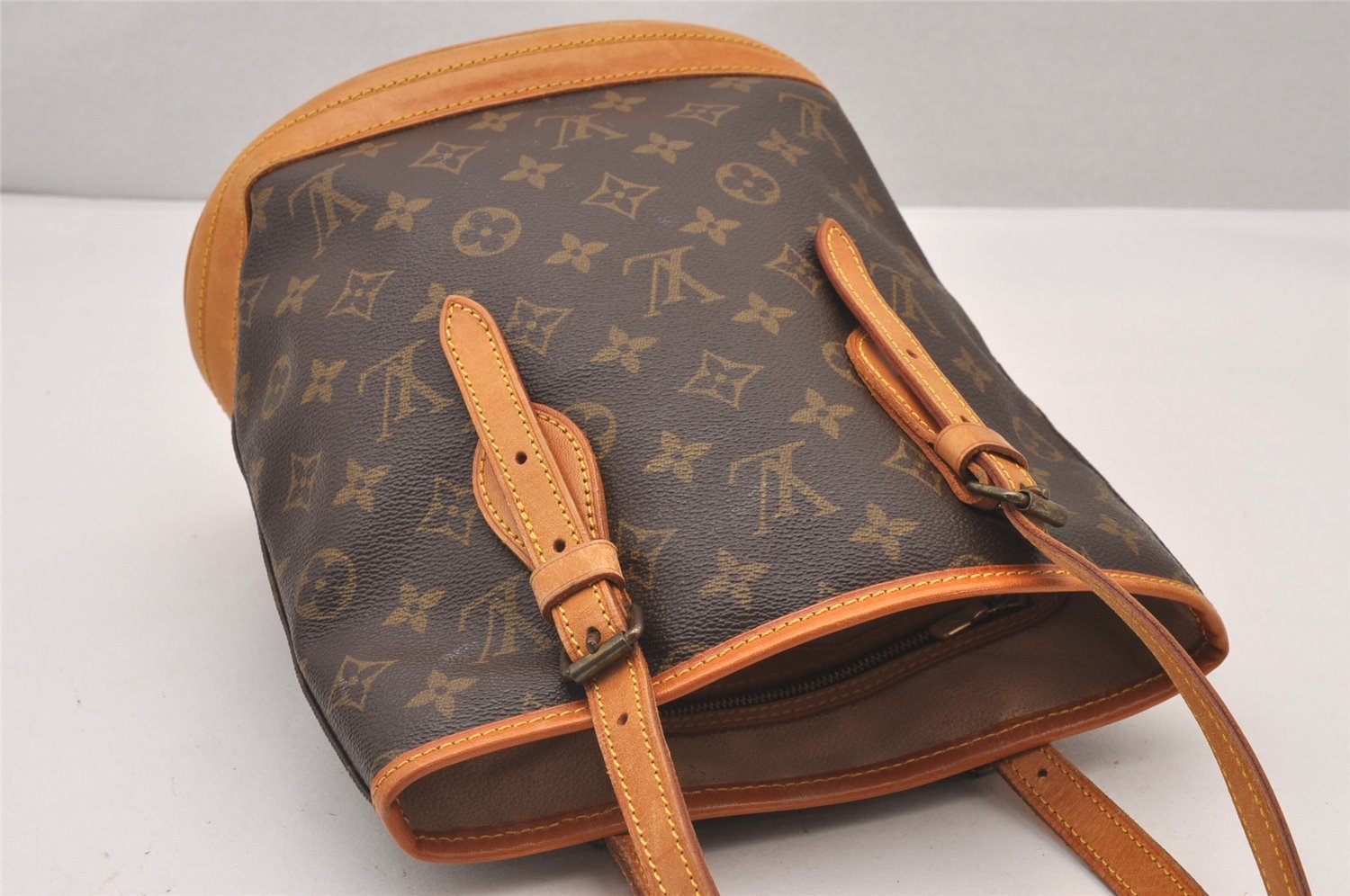 Authentic Louis Vuitton Monogram Bucket PM Shoulder Tote Bag M42238 Junk 0872I
